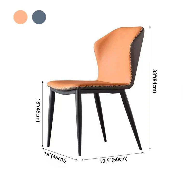 Sedia laterale moderna con schienale alto e senza braccioli curva pelle con finitura opaca Clearhalo