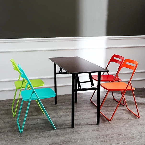Sedia laterale moderna metallo per interni ed esterni Sedia laterale da pranzo pieghevole senza braccioli Clearhalo
