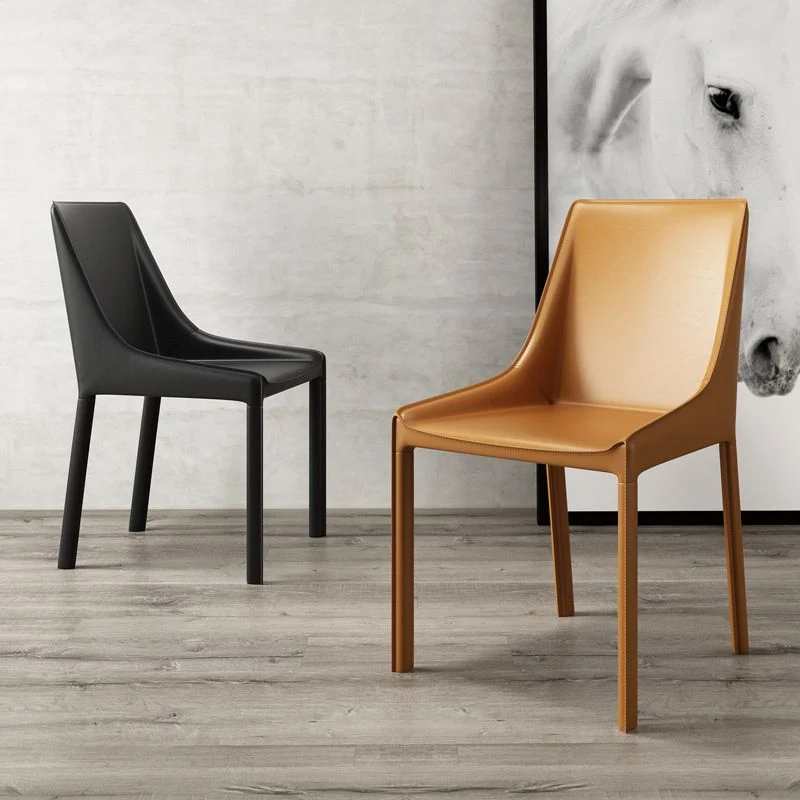 Sedia laterale moderna pelle con braccioli per sala da pranzo metallo per sala da pranzo Clearhalo