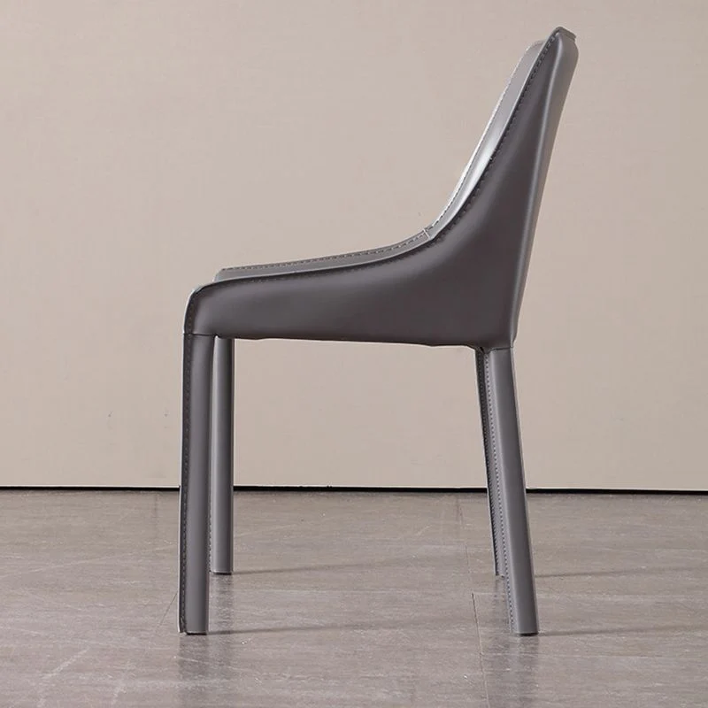 Sedia laterale moderna pelle con braccioli per sala da pranzo metallo per sala da pranzo Clearhalo