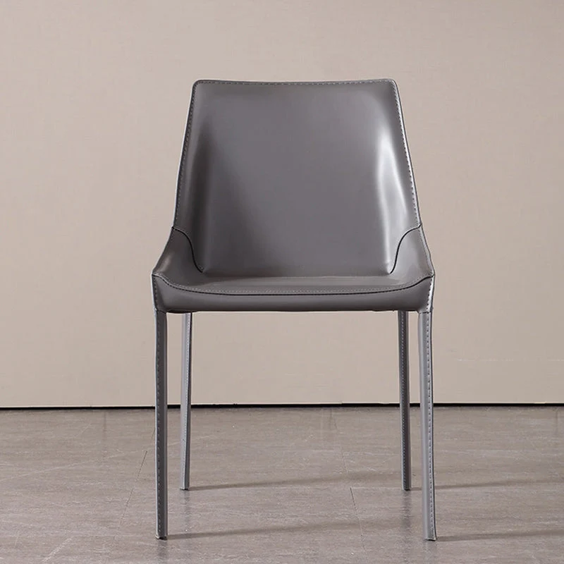 Sedia laterale moderna pelle con braccioli per sala da pranzo metallo per sala da pranzo Clearhalo