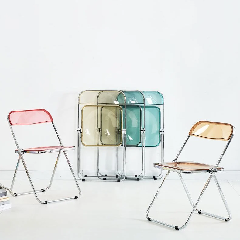 Sedia laterale moderna per la casa metallo Sedia laterale da pranzo pieghevole con schienale aperto Clearhalo