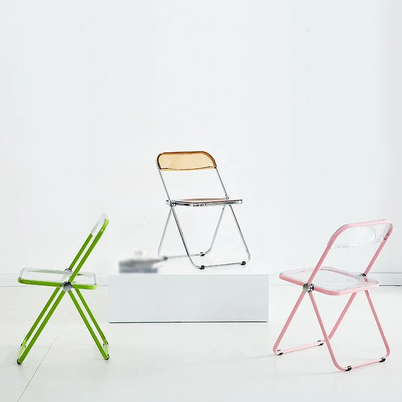Sedia laterale moderna per la casa metallo Sedia laterale da pranzo pieghevole con schienale aperto Clearhalo