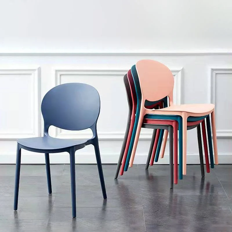 Sedia laterale moderna plastica per la casa, impilabile senza braccioli, con schienale aperto, sedia da pranzo Clearhalo