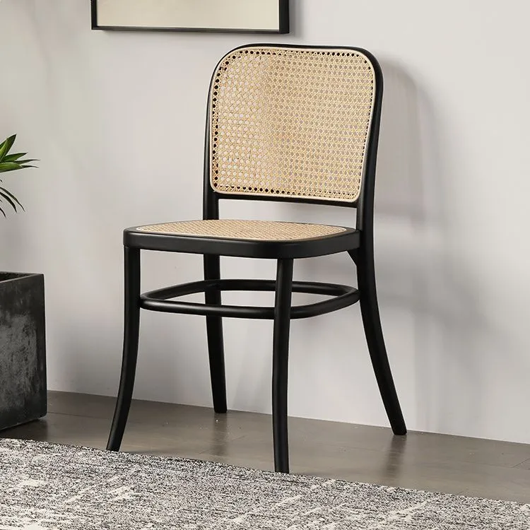 Sedia laterale da patio moderna legno Sedia da pranzo con schienale aperto per la casa Clearhalo