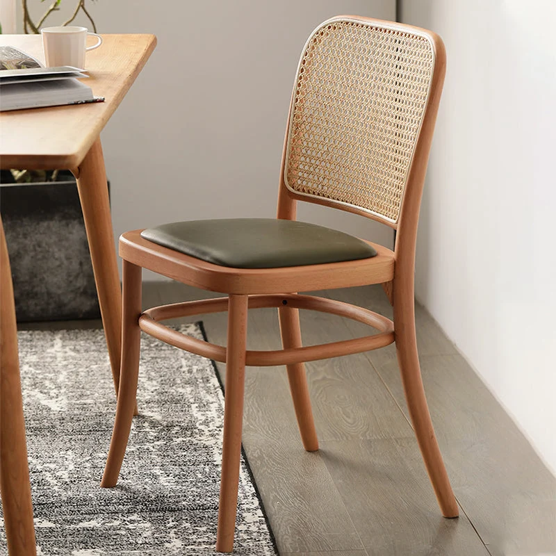 Sedia laterale da patio moderna legno Sedia da pranzo con schienale aperto per la casa Clearhalo