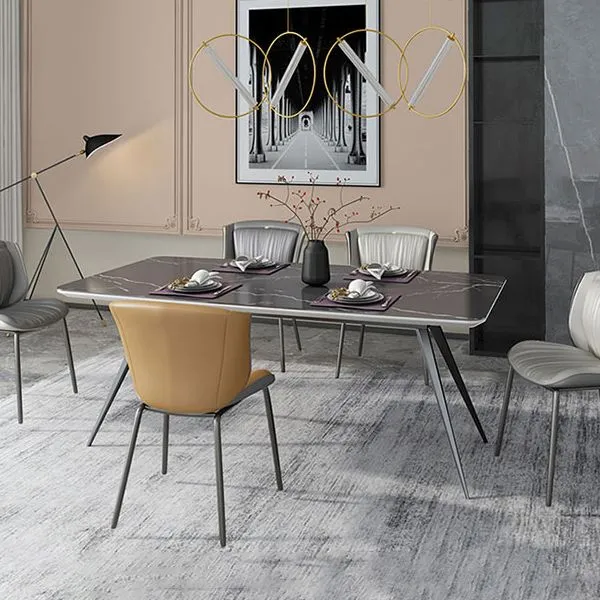 Sedia laterale per la casa Sedia imbottita per sala da pranzo con schienale alto metallo (set di 2) Clearhalo