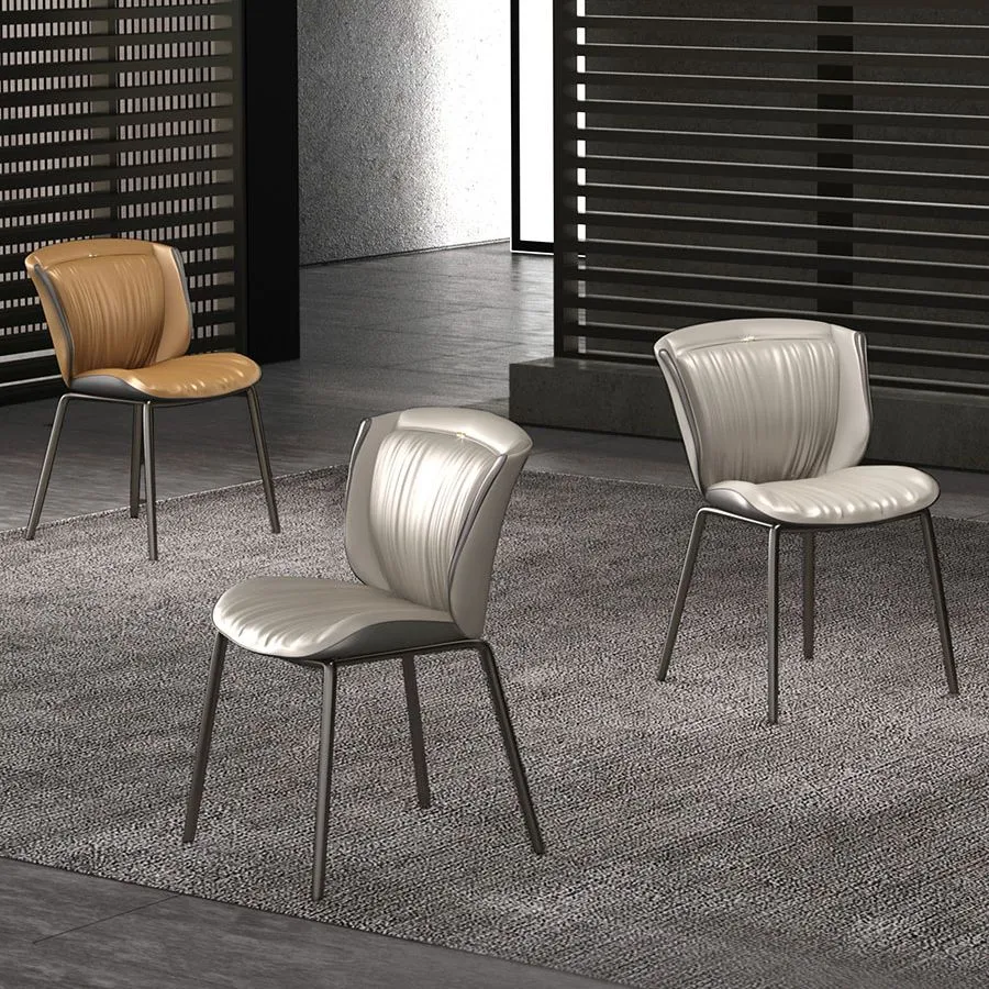 Sedia laterale per la casa Sedia imbottita per sala da pranzo con schienale alto metallo (set di 2) Clearhalo