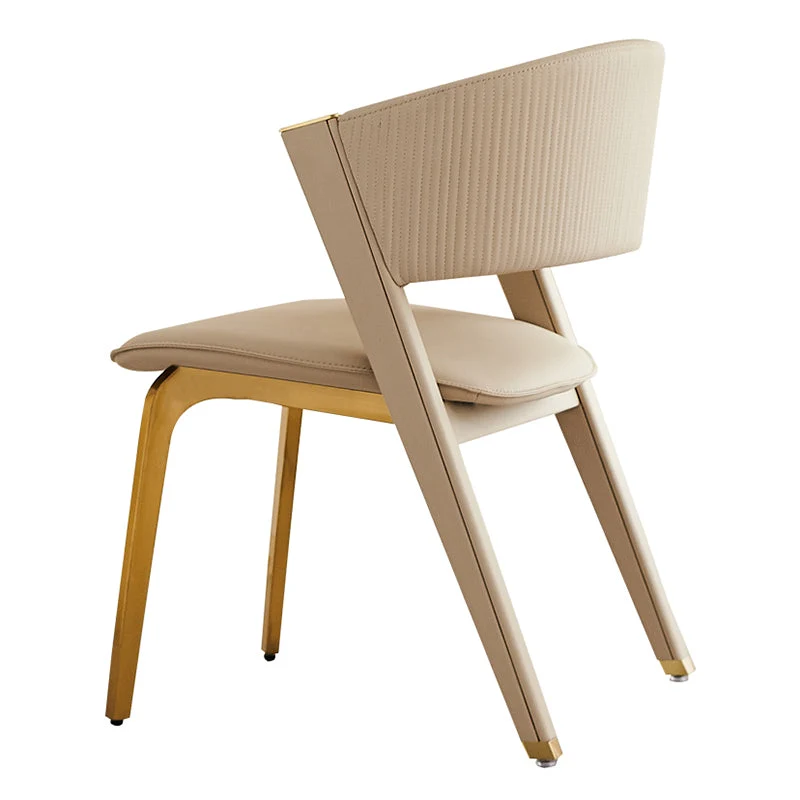 Sedia laterale per interni domestici Glam sedia imbottita senza braccioli beige Clearhalo