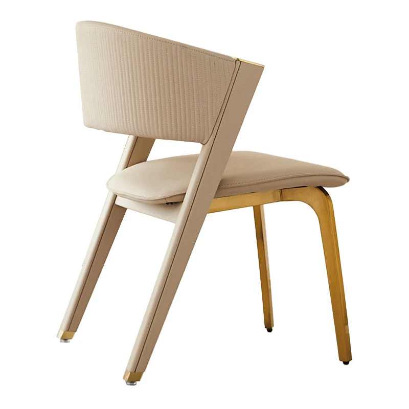 Sedia laterale per interni domestici Glam sedia imbottita senza braccioli beige Clearhalo