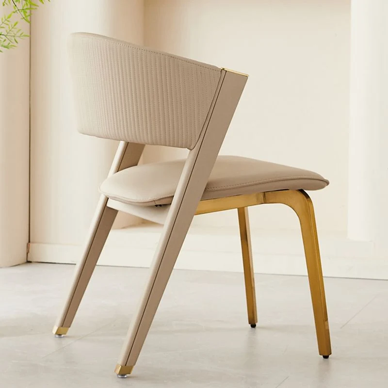 Sedia laterale per interni domestici Glam sedia imbottita senza braccioli beige Clearhalo