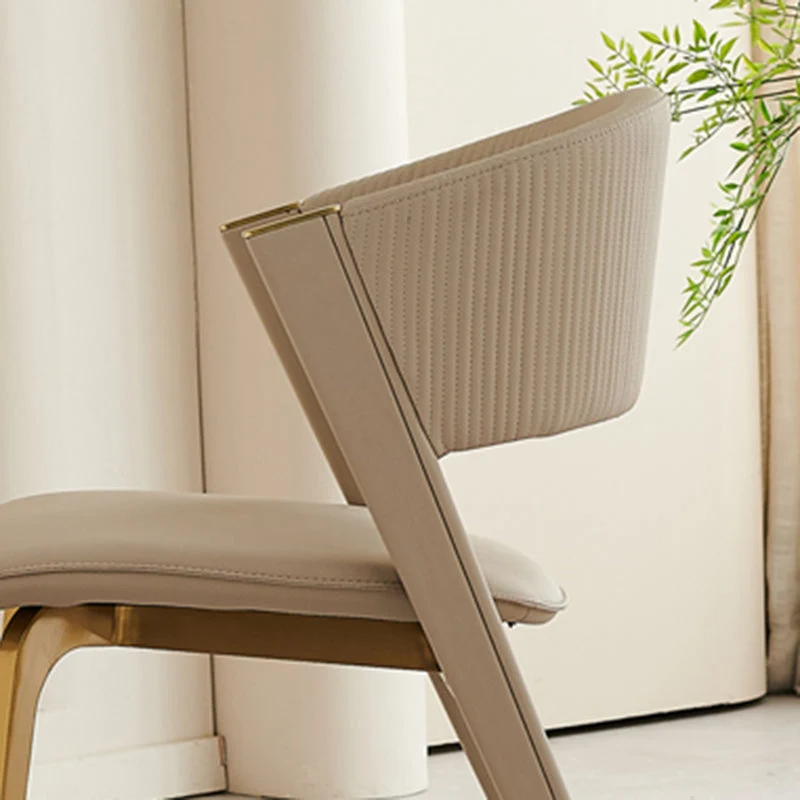 Sedia laterale per interni domestici Glam sedia imbottita senza braccioli beige Clearhalo