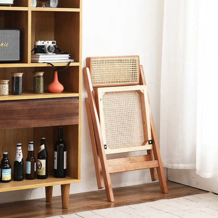 Sedia laterale pieghevole stile moderno, senza braccioli, con schienale aperto e gambe legno Clearhalo