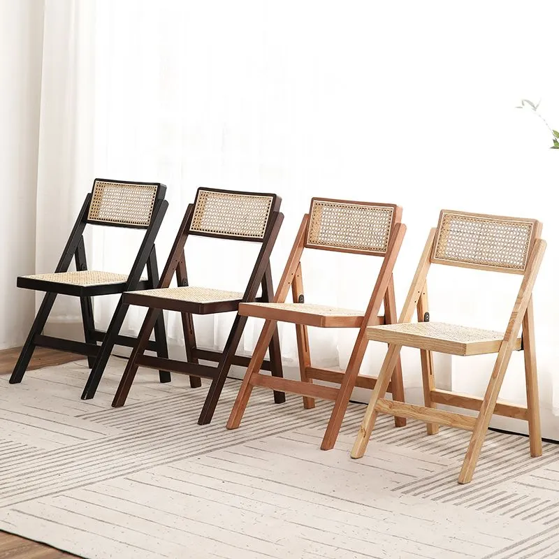 Sedia laterale pieghevole stile moderno, senza braccioli, con schienale aperto e gambe legno Clearhalo
