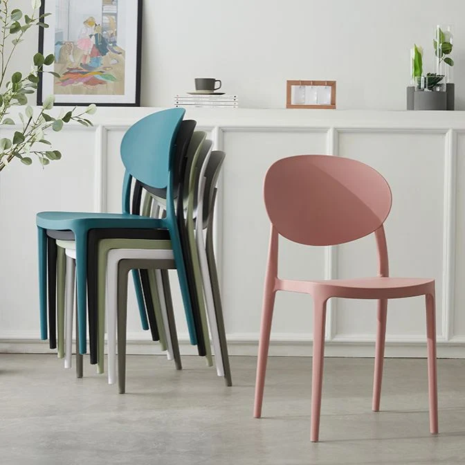 Sedia laterale plastica con schienale aperto Sedie da pranzo scandinave impilabili senza braccioli Clearhalo