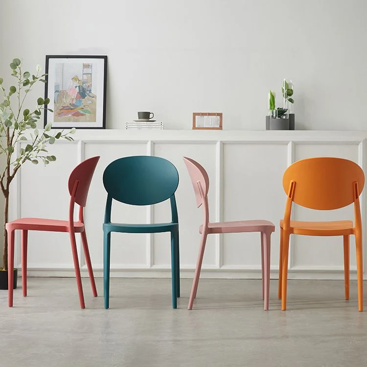 Sedia laterale plastica con schienale aperto Sedie da pranzo scandinave impilabili senza braccioli Clearhalo