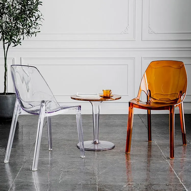 Sedia laterale plastica per interni ed esterni impilabile per sala da pranzo Clearhalo