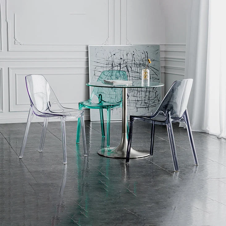 Sedia laterale plastica per interni ed esterni impilabile per sala da pranzo Clearhalo