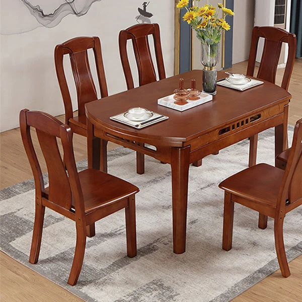 Sedia laterale da pranzo da cucina legno di gomma Sedia laterale moderna con schienale doghe Clearhalo