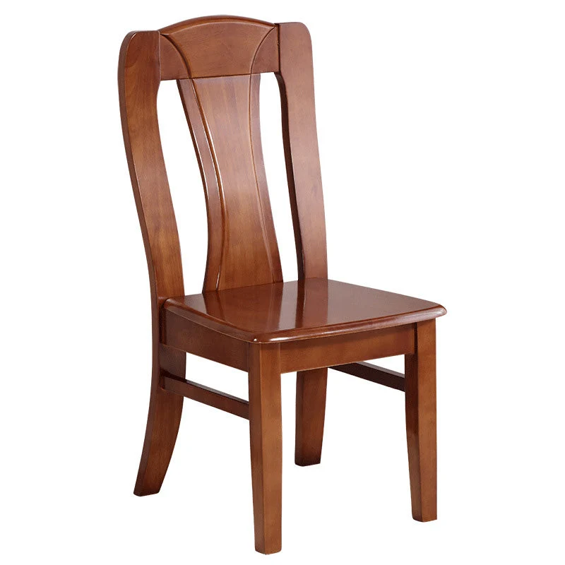 Sedia laterale da pranzo da cucina legno di gomma Sedia laterale moderna con schienale doghe Clearhalo