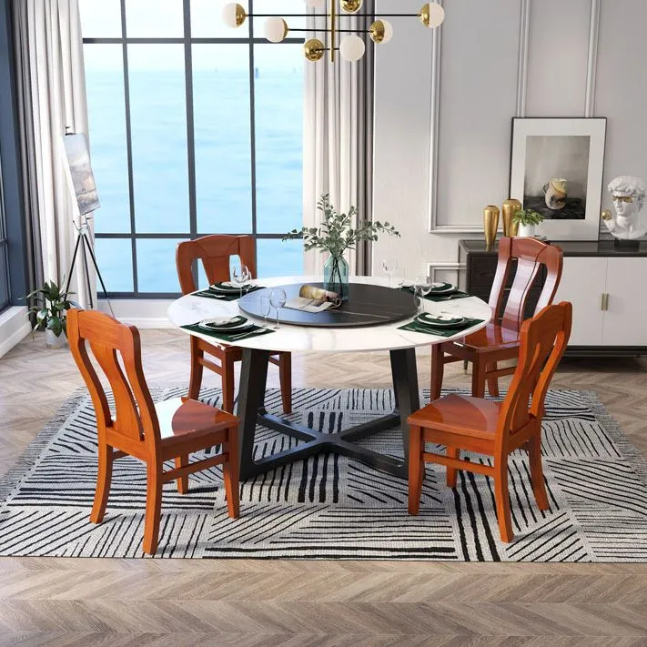 Sedia laterale da pranzo da cucina legno di gomma Sedia laterale moderna con schienale doghe Clearhalo