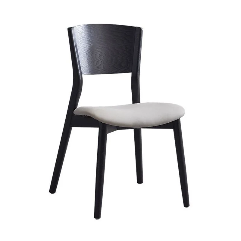 Sedia laterale da pranzo da cucina legno Sedia laterale da pranzo con schienale aperto con struttura nera Clearhalo