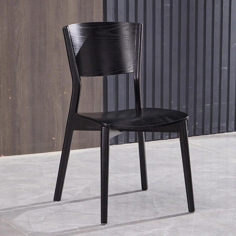 Sedia laterale da pranzo da cucina legno Sedia laterale da pranzo con schienale aperto con struttura nera Clearhalo