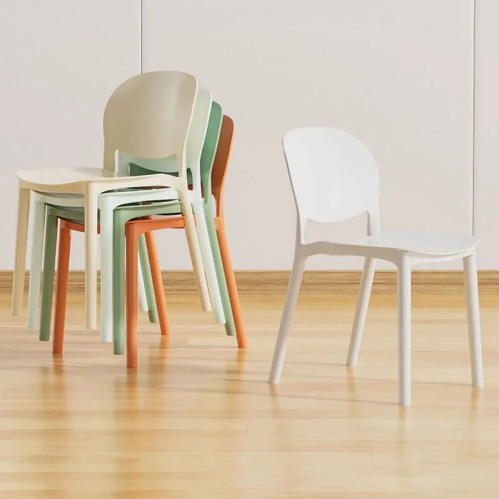 Sedia laterale da pranzo impilabile plastica con schienale aperto per sala da pranzo moderna Clearhalo