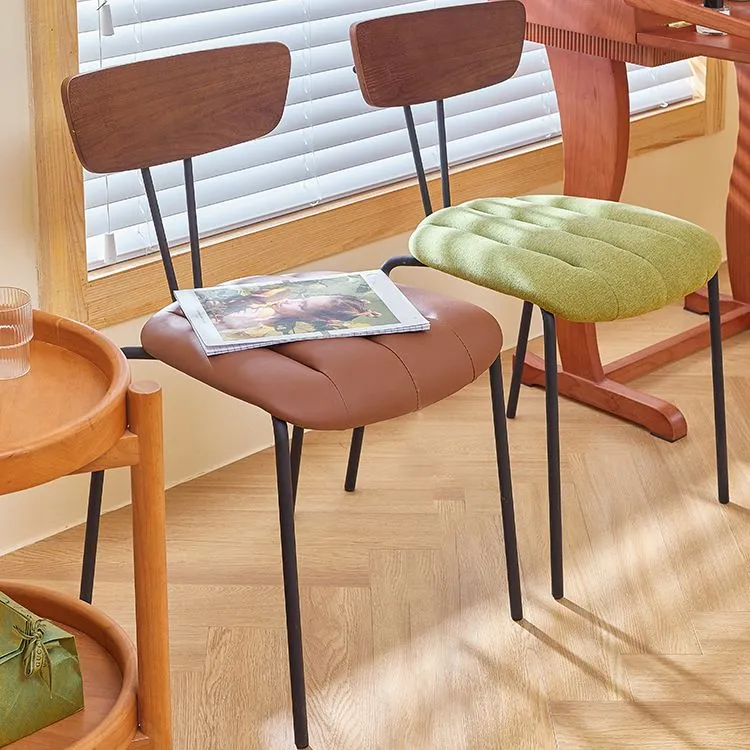 Sedia laterale da pranzo industriale metallo Sedia laterale imbottita senza braccioli per la casa Clearhalo