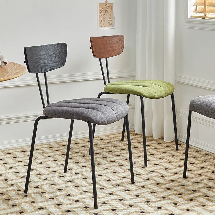 Sedia laterale da pranzo industriale metallo Sedia laterale imbottita senza braccioli per la casa Clearhalo