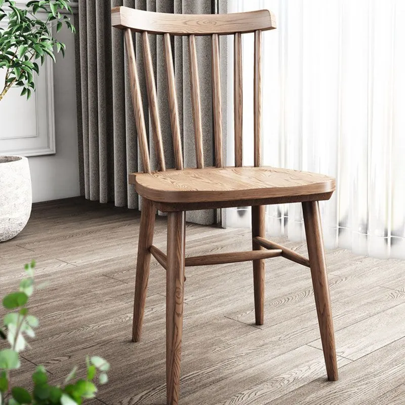 Sedia laterale da pranzo legno per cucina, sedia laterale con schienale doghe colore naturale Clearhalo
