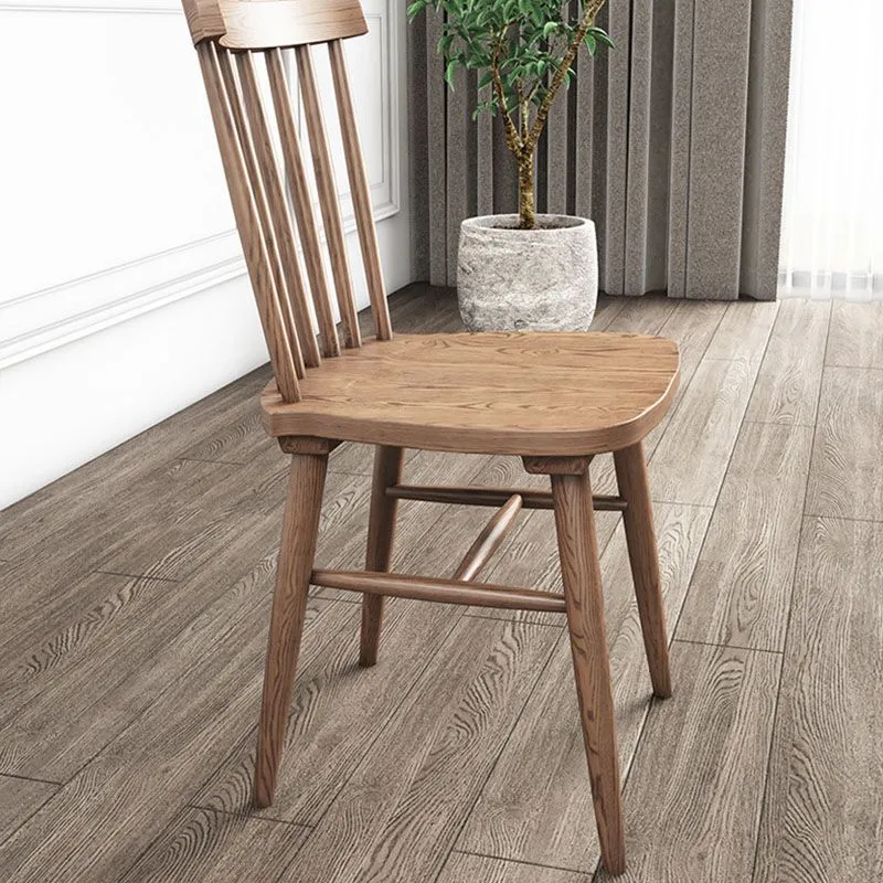 Sedia laterale da pranzo legno per cucina, sedia laterale con schienale doghe colore naturale Clearhalo