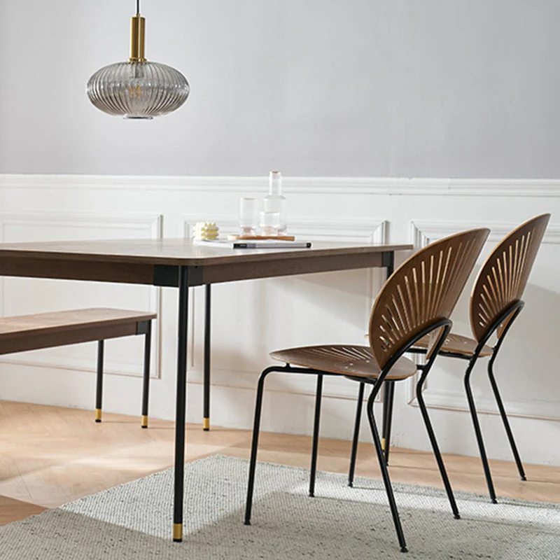 Sedia laterale da pranzo legno stile industriale Sedia laterale da pranzo con schienale aperto Clearhalo