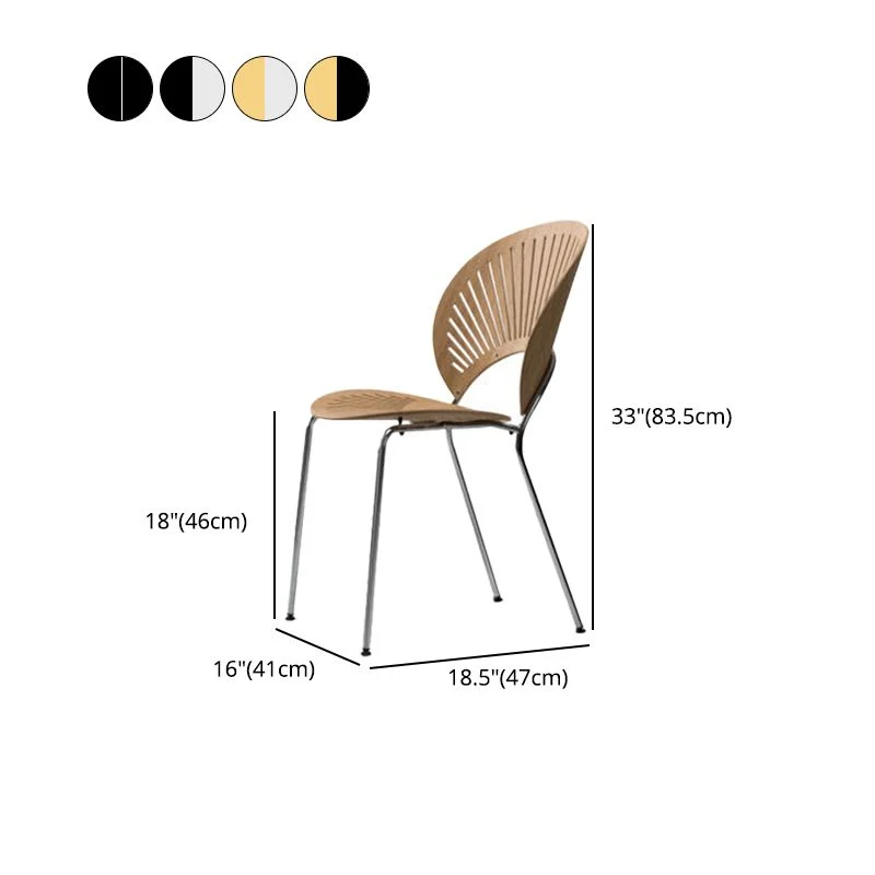 Sedia laterale da pranzo legno stile industriale Sedia laterale da pranzo con schienale aperto Clearhalo