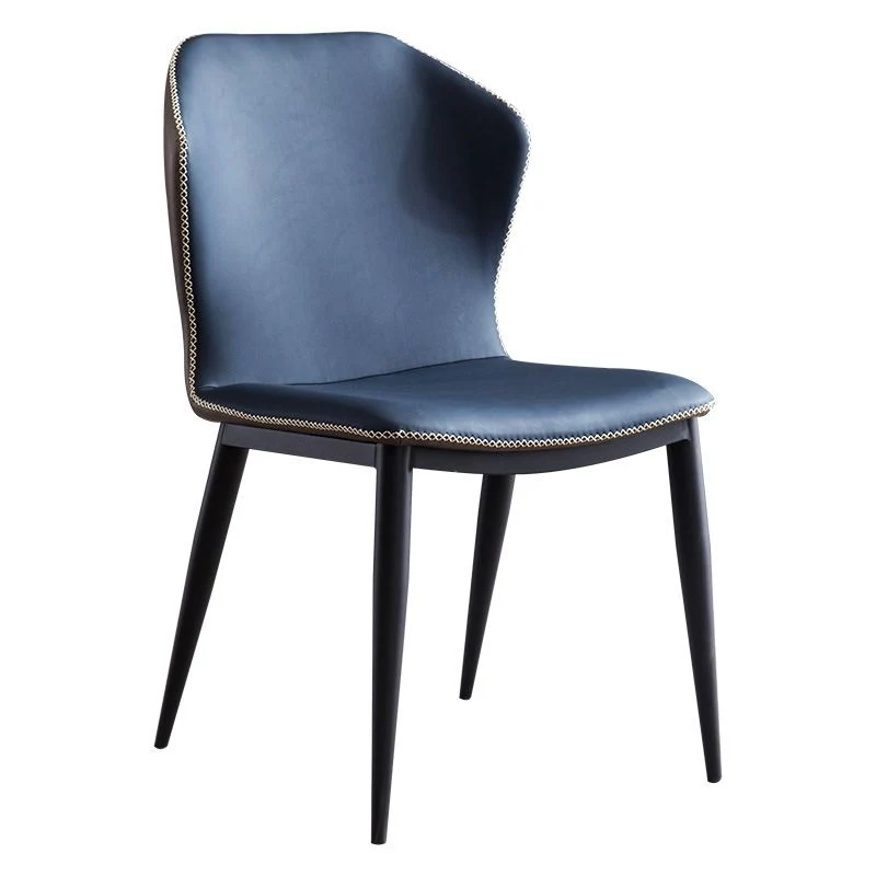 Sedia laterale da pranzo minimalista nera con schienale massiccio Sedia laterale da pranzo imbottita metallo Clearhalo