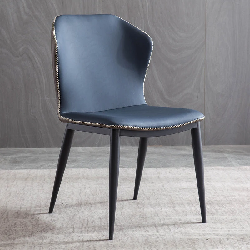 Sedia laterale da pranzo minimalista nera con schienale massiccio Sedia laterale da pranzo imbottita metallo Clearhalo