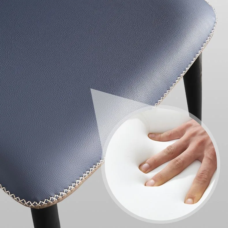 Sedia laterale da pranzo minimalista nera con schienale massiccio Sedia laterale da pranzo imbottita metallo Clearhalo