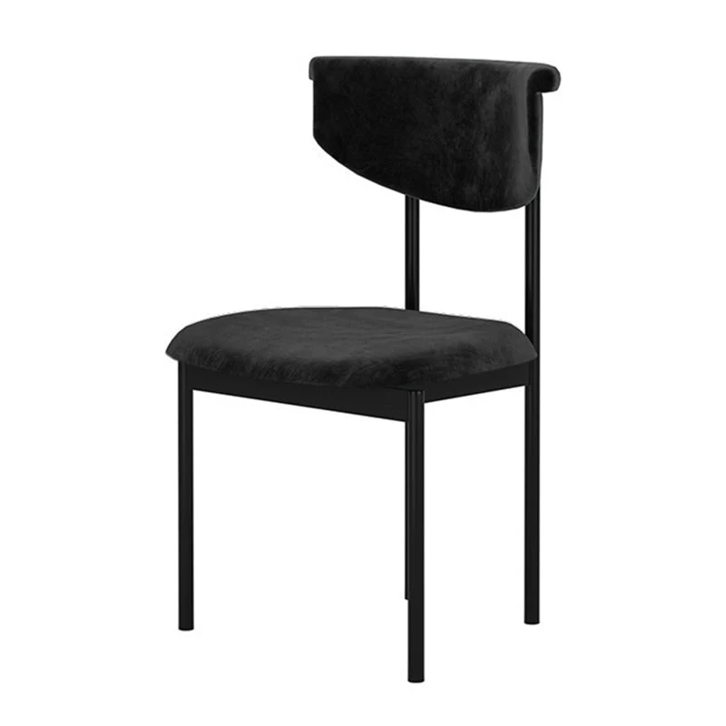 Sedia laterale da pranzo moderna da cucina nera Sedia laterale da pranzo imbottita con apertura sullo schienale Clearhalo