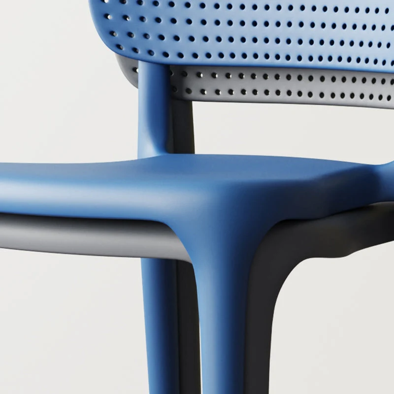 Sedia laterale da pranzo moderna plastica per patio. Sedia laterale da pranzo con schienale aperto Clearhalo
