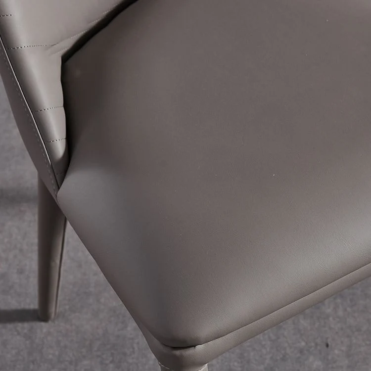 Sedia laterale da pranzo pelle con schienale massiccio senza braccioli stile moderno Clearhalo