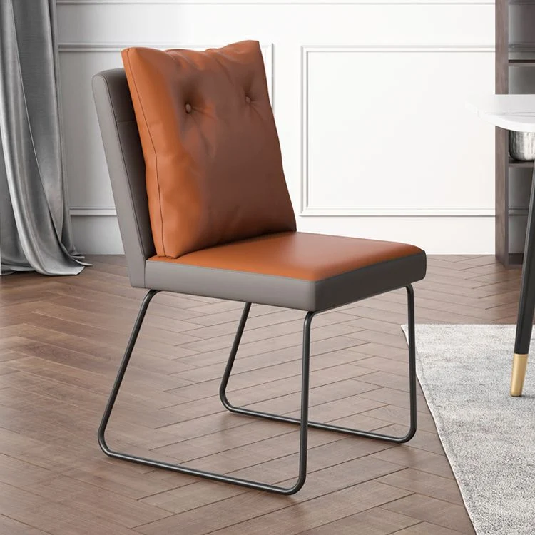 Sedia laterale da pranzo pelle con schienale massiccio industriale senza braccioli Clearhalo