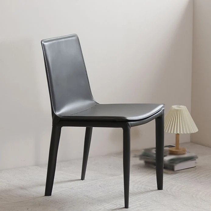 Sedia laterale da pranzo pelle stile moderno, sedia laterale senza braccioli con schienale massiccio Clearhalo
