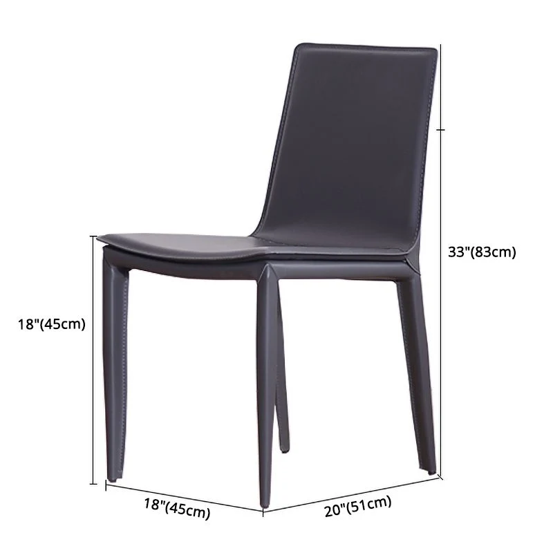 Sedia laterale da pranzo pelle stile moderno, sedia laterale senza braccioli con schienale massiccio Clearhalo