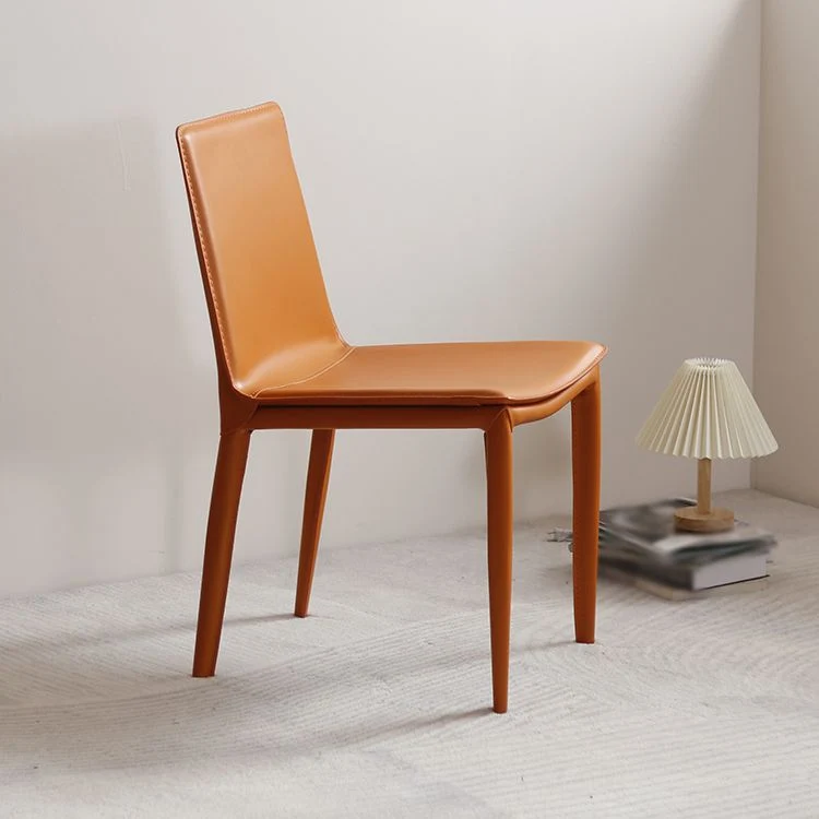 Sedia laterale da pranzo pelle stile moderno, sedia laterale senza braccioli con schienale massiccio Clearhalo