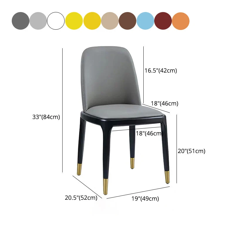 Sedia laterale da pranzo per la casa, sedia laterale da pranzo pelle Glam, con schienale massiccio, nero Clearhalo