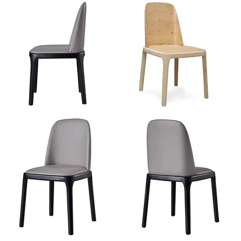 Sedia laterale da pranzo per la casa, sedia laterale da pranzo pelle Glam, con schienale massiccio, nero Clearhalo