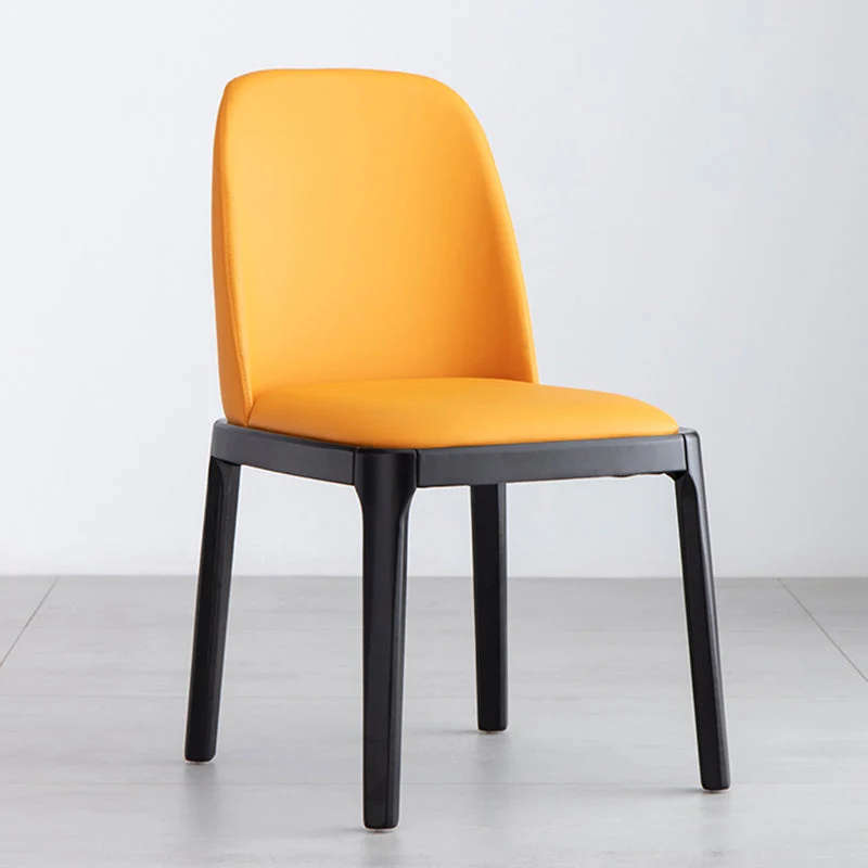 Sedia laterale da pranzo per la casa, sedia laterale da pranzo pelle Glam, con schienale massiccio, nero Clearhalo