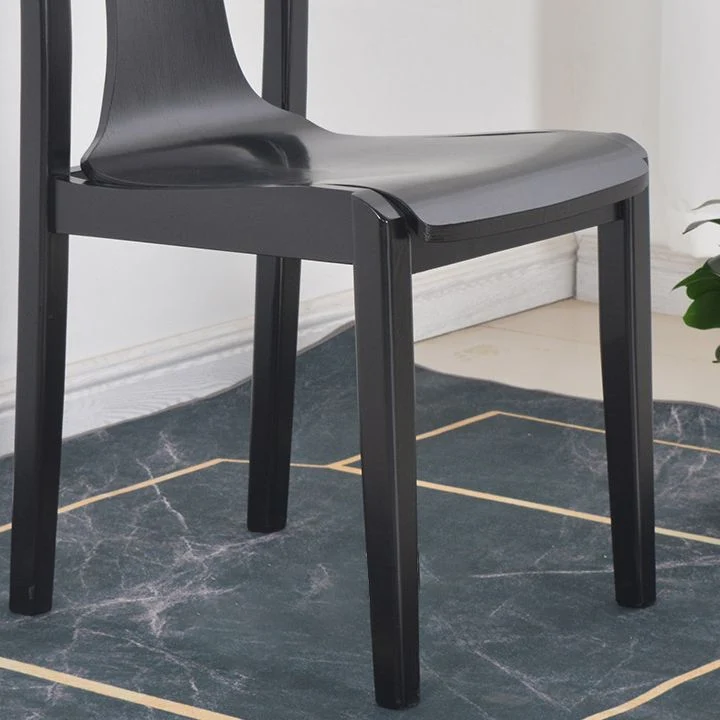 Sedia laterale da pranzo per cucina contemporanea Sedia laterale con schienale doghe legno nero Clearhalo