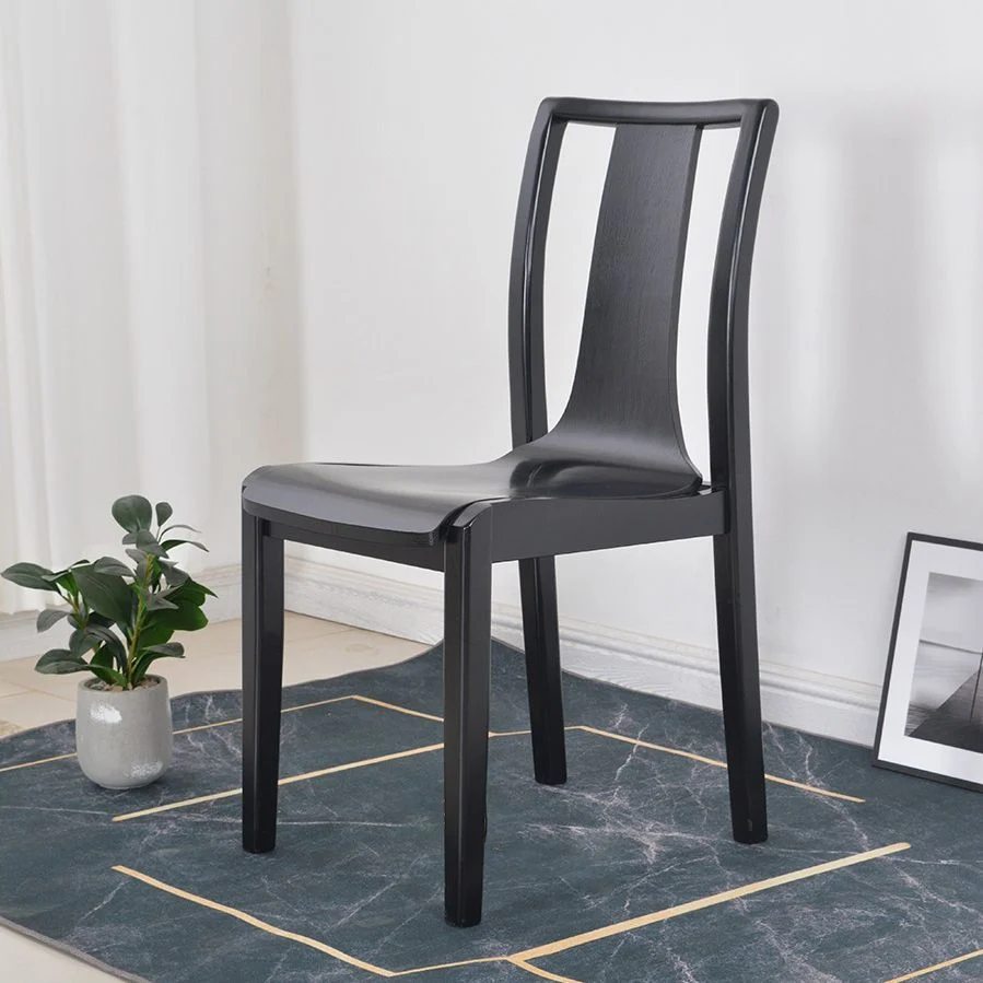 Sedia laterale da pranzo per cucina contemporanea Sedia laterale con schienale doghe legno nero Clearhalo