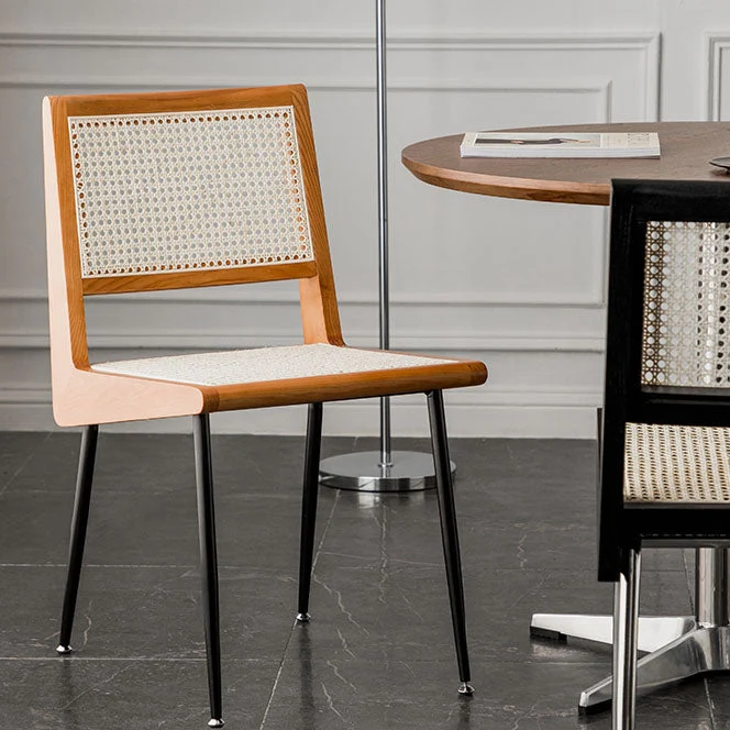 Sedia laterale da pranzo stile moderno rattan con schienale canna per sala da pranzo Clearhalo